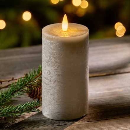 LED-Stumpenkerze mit Timer, grau Dekorieren & Einrichten