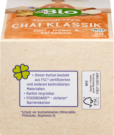 Bio mešanica zeliščnega čaja z začimbami Chai Klassik (20 x 2 g) dmBio