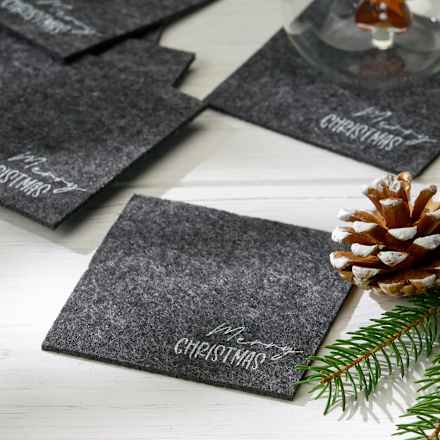 Untersetzer aus Filz "Merry CHRISTMAS", grau BOLTZE