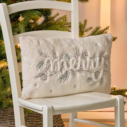 Kissen mit Zweigen "merry", creme-grün-braun BOLTZE