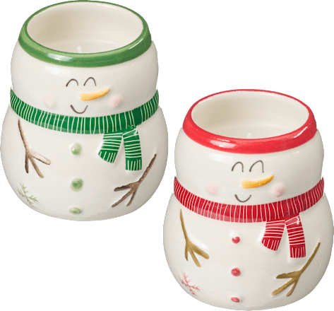 Kerzenglas gefüllt, Schneemann, weiß-grün BOLTZE