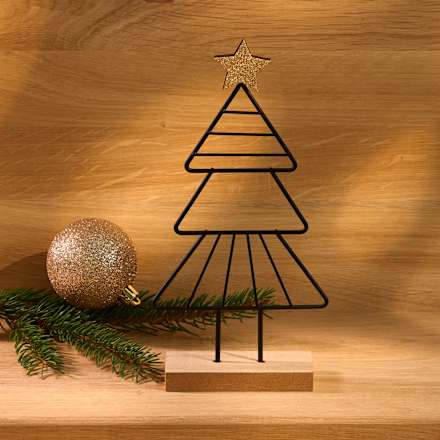Metallaufsteller, Baum mit goldenem Stern, schwarz-natur BOLTZE