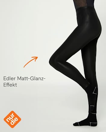 Leggings in Leder-Optik mit Velvet-Effekt schwarz Gr. 44/46 nur die