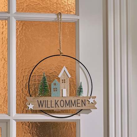 Metallring mit Häusern zum Aufhängen Dekorieren & Einrichten