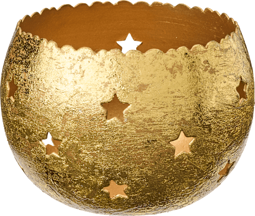 Windlicht aus Metall mit Sternausstanzung, gold BOLTZE