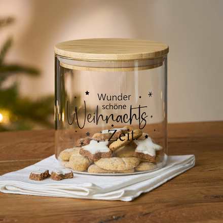 Glasvorratsdose mit Bambusdeckel "Weihnachtsszeit" Dekorieren & Einrichten