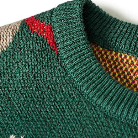 Pullover aus Strick mit Weihnachts-Muster, grün, Gr. 110 ALANA