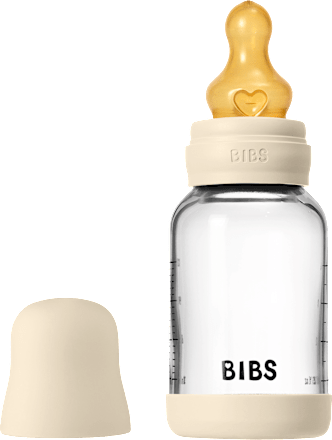 Steklena steklenička 120 ml, lateks - Ivory (počasni pretok), 4m+ BIBS