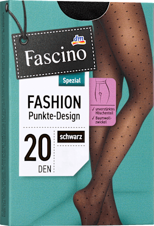 Strumpfhose mit Punkte-Muster schwarz Gr. 50/52, 20 DEN Fascino