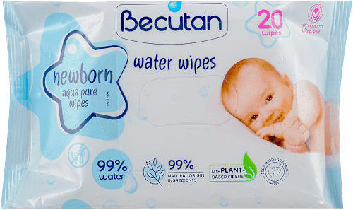 newborn aqua pure vlažne maramice za bebe- 99% voda Becutan