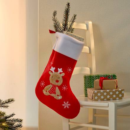 Nikolausstrumpf Elch aus Fleece, rot-weiß Dekorieren & Einrichten