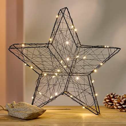 LED Metallstern, Mirco, schwarz (30er) Dekorieren & Einrichten