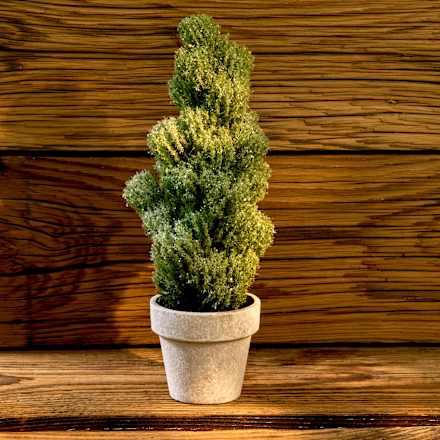 Tannenbaum im beigen Topf, beglittert Dekorieren & Einrichten