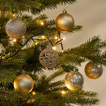 Kugel aus Kunststoff, gerillt geformt, glanz-matt-beglittert, perle Dekorieren & Einrichten