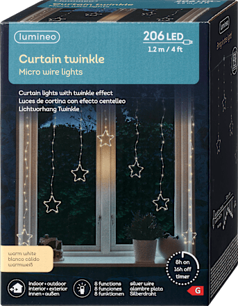 LED Lichtervorhang, Micro Sterne mit Timer, warmweiß (260 er) Dekorieren & Einrichten