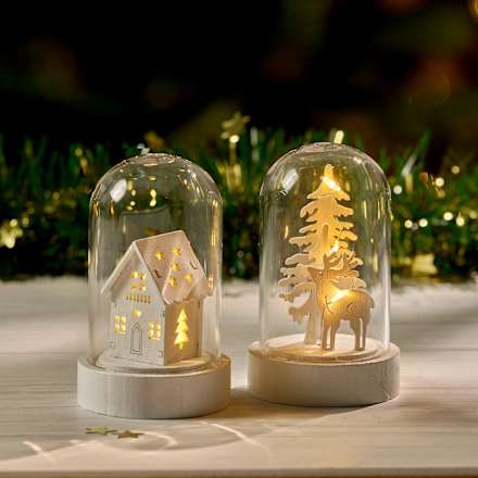 LED Glaskuppel, Haus & Hirsch, weiß Dekorieren & Einrichten