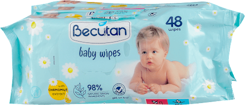 Vlažni čistilni robčki s kamilico, 3 x 48 kos Becutan