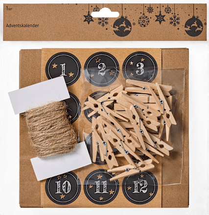 Adventskalender-Set mit Papiertüten, Klammern, Kordel & Aufklebern  Dekorieren & Einrichten