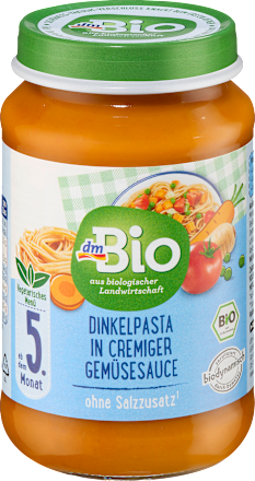 Menü Dinkelpasta in cremiger Gemüsesauce ab dem 5. Monat dmBio