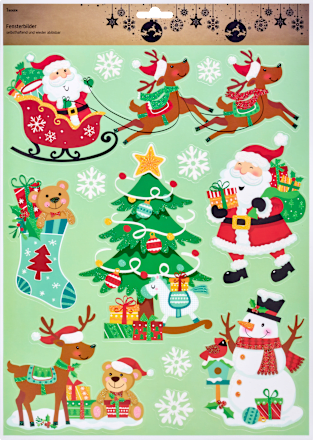 Fensterbild Weihnachtsmotive mit Glitter (A3) Dekorieren & Einrichten