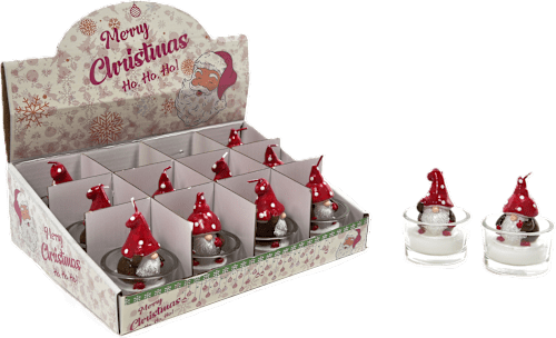 Candela tealight natalizia in vetro assort. m HOME