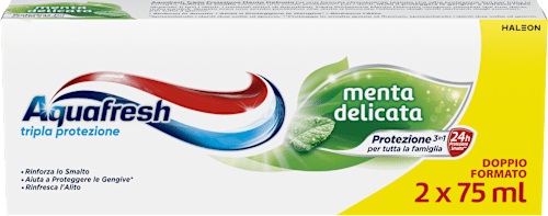 Dentifricio tripla protezione menta delicata, bipacco Aquafresh