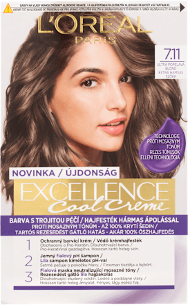 barva na vlasy ultra popelavá blond 7.11 L'ORÉAL PARiS EXCELLENCE Creme