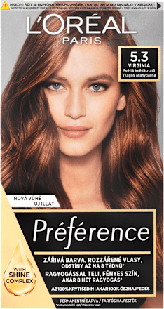 barva na vlasy Virginia světle hnědá zlatá 5.3 L'ORÉAL PARiS PRÉFÉRENCE