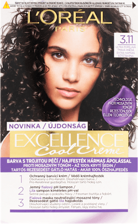 barva na vlasy ultra popelavá tmavá hnědá 3.11 L'ORÉAL PARiS EXCELLENCE Creme
