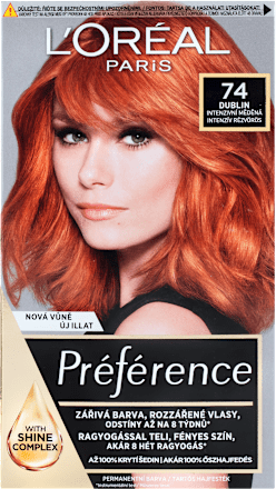 barva na vlasy Mango intenzivní měděná 74 L'ORÉAL PARiS PRÉFÉRENCE