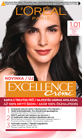 barva na vlasy Temná sytá černá 1.01 L'ORÉAL PARiS EXCELLENCE Creme