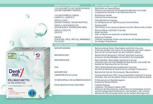 Прах за пране Ultra Sensitive, 20 пранета Denkmit