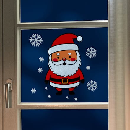Fensterbild A3 Weihnachtsmann beflockt Dekorieren & Einrichten
