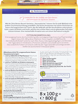 Nedves eledel felnőtt macskák részére, variációk szószban, 8 x 100 g Dein Bestes