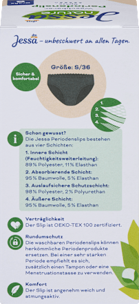 Periodenunterwäsche Slip Spitze nature schwarz, Gr. S Jessa
