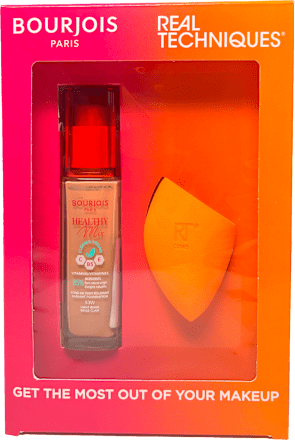 Healthy Mix tečni puder 53 Light Beige & Real Techniques spužvica za poklon paket BOURJOIS PARIS