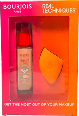 Healthy Mix tečni puder 51 - Light Vanilla & Real Techniques spužvica za puder  poklon paket BOURJOIS PARIS
