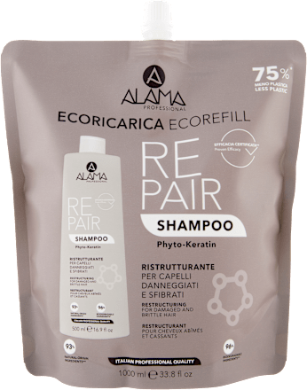 Refil Shampoo Repair ristrutturante per capelli daneggiati e sfibrati ALAMA PROFESSIONAL