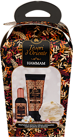 EdT, tusfürdő és fürdőszivacs ajándékcsomag Tesori d'Oriente