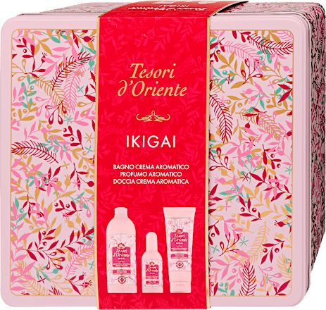 Eau de toilette, tusfürdő és habfürdő ajándékcsomag fémdobozban Tesori d'Oriente