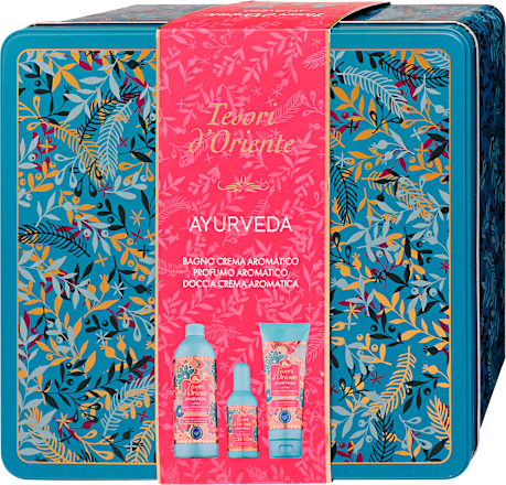 Eau de toilette, tusfürdő és habfürdő ajándékcsomag fémdobozban Tesori d'Oriente