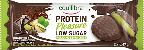 Cialda con crema proteica pistacchio e cioccolato fondente equilibra