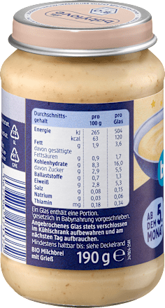 Abendbrei Grießbrei Pur ab dem 5. Monat babylove