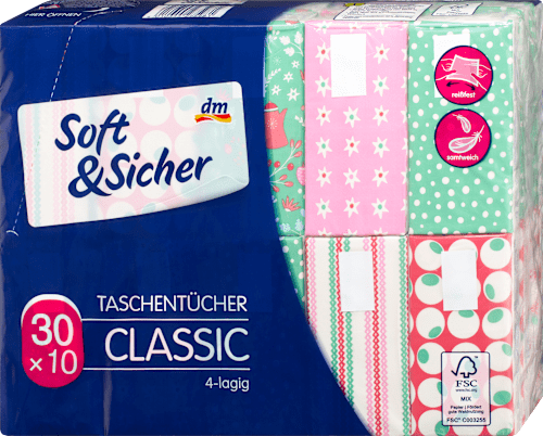 Носни кърпи Classic, различни цветове/мотиви, Soft&Sicher