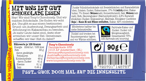Schokolade Dunkle Vollmilch Brezel Toffee TONY'S CHOCOLONELY