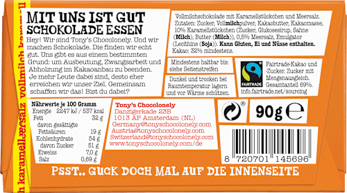Schokolade Vollmilch Karamell Meersalz TONY'S CHOCOLONELY