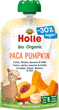 Quetschie Paca Pumpkin Kürbis, Pfirsich, Banane & Hafer ab dem 6. Monat Holle