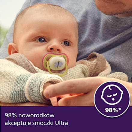 Smoczek uspokajający Ultra Air Nighttime 0-6m, dziewczynka, świecący w ciemności  PHILIPS AVENT