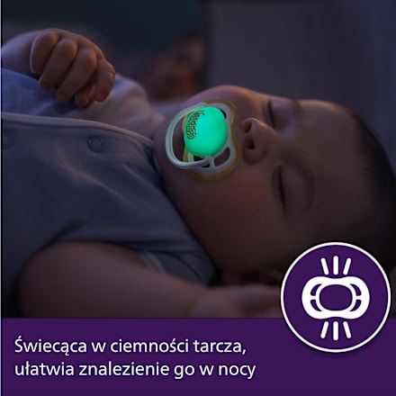 Smoczek uspokajający Ultra Air Nighttime 0-6m, dziewczynka, świecący w ciemności  PHILIPS AVENT