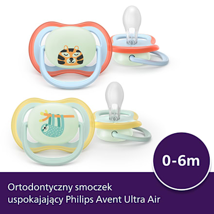 Smoczek uspokajający Ultra Air Nighttime 0-6m, chłopiec, świecący w ciemności PHILIPS AVENT